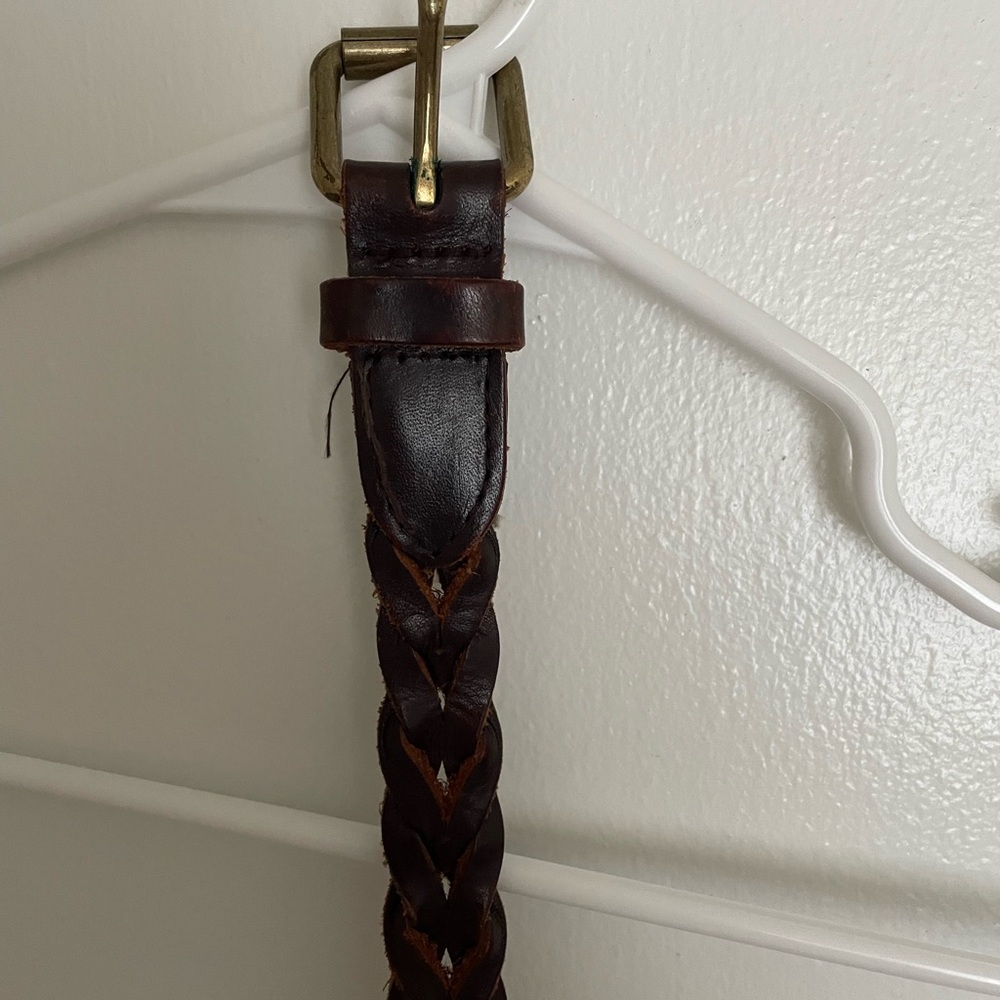 Brown leather braided belt 38 inches